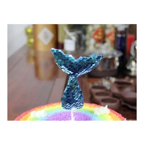 The Studio Workshop | Sequin Mermaid Tail Cake Topper - Blue
