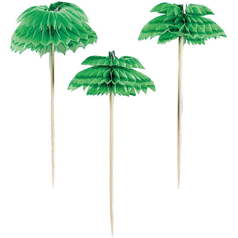 Honeycomb Palm Tree Cupcake Toppers - 12 Pkt