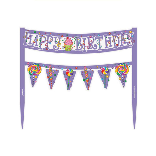Candy Party Happy Birthday Cake Banner | Candy Cake Decorations