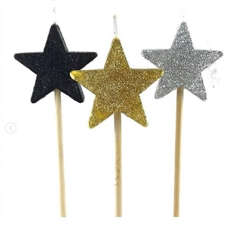 Glitter Star Long Stick Candle