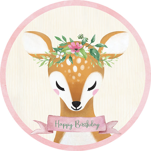 Deer Little One Edible Birthday Cake Image | Woodland Cake Decorations