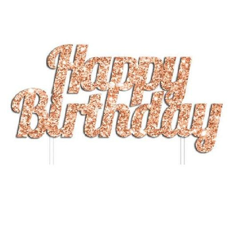 Happy Birthday Cake Topper - Rose Gold | Rose Gold Party Theme & Supplies | Artwrap