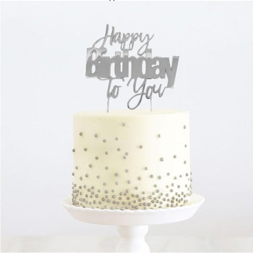 Happy Birthday to You Silver Cake Topper | 21st Birthday Party Theme & Supplies |
