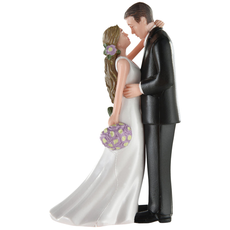 Bride & Groom With Bouquet Wedding Cake Topper