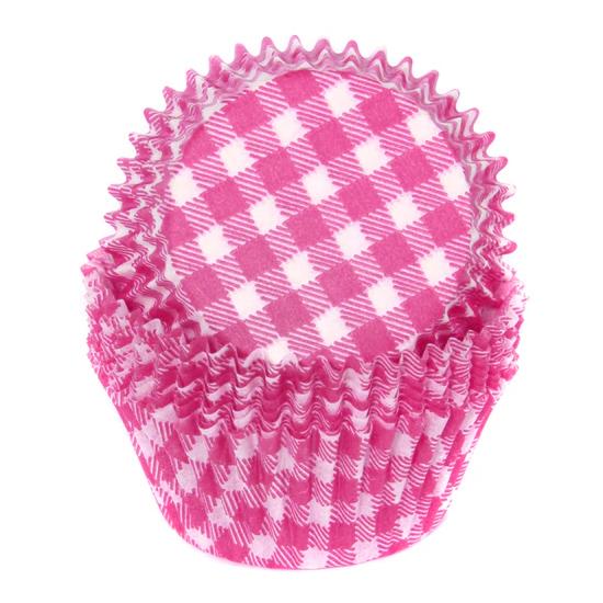 Pink Gingham Cupcake Papers - 25 Pack