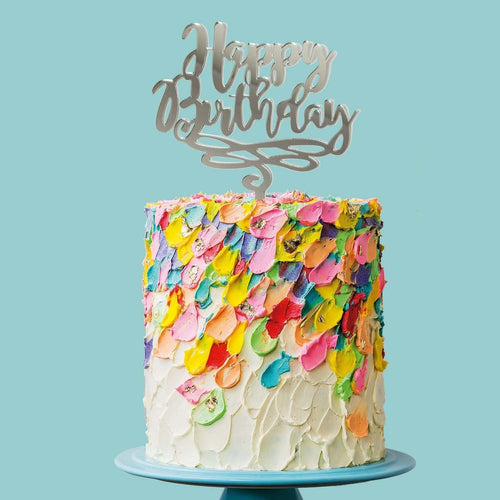 Happy Birthday Cake Topper | Mirror Cake Topper