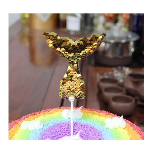 The Studio Workshop | Sequin Mermaid Tail Cake Topper - Gold