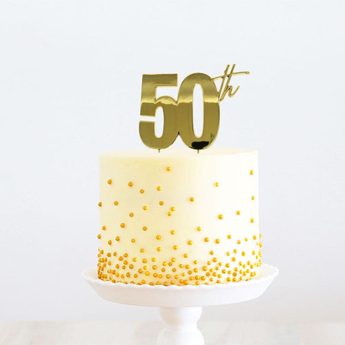 50th Gold Cake Topper | 50th Birthday Party Theme & Supplies |