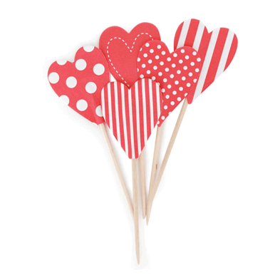 Paper Eskimo Red Hearts Cupcake Toppers