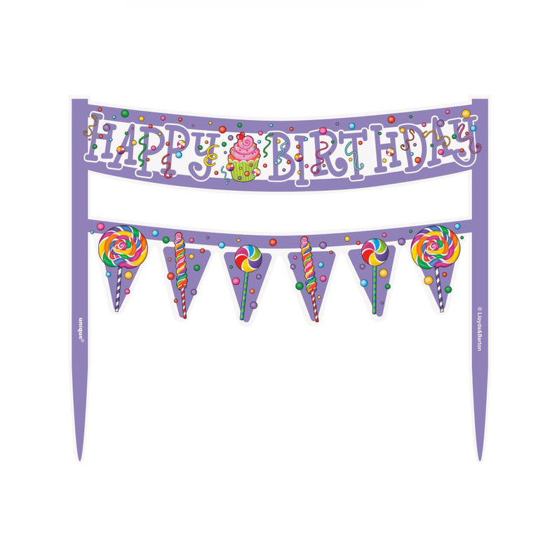 Candy Party Happy Birthday Cake Banner | Candy Cake Decorations