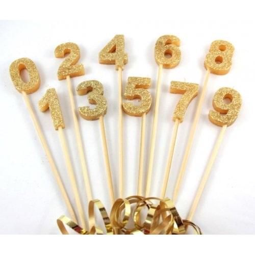 Gold Glitter Number Long Stick Candle