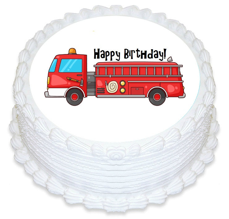 Fire Truck Edible Cake Image