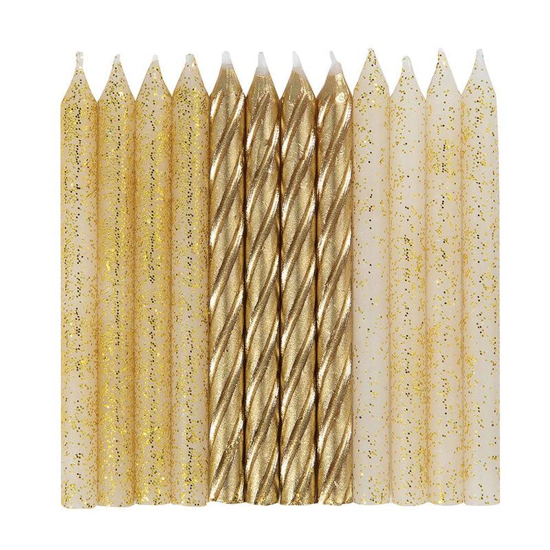 Gold Glitter Candles | Gold Cake Decorations