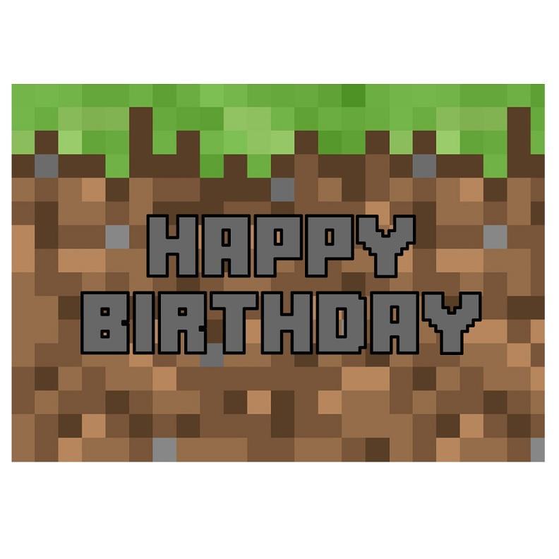 Minecraft Happy Birthday Edible Cake Image - A4 Size