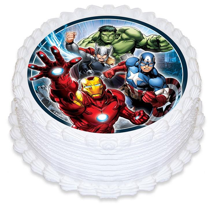 Avengers Edible Cake Image - Round