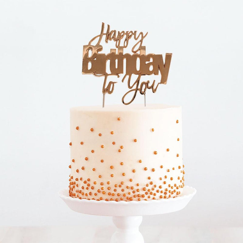 Happy Birthday to You Rose Gold Cake Topper | Rose Gold Party Theme & Supplies |