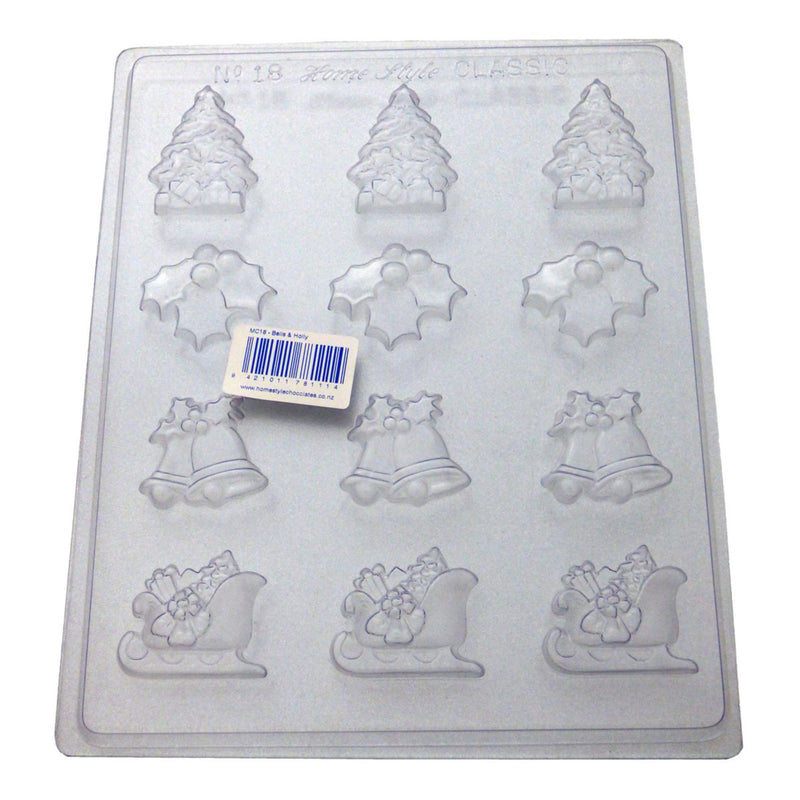 Christmas Bells & Holly Chocolate Mould | Christmas Party Supplies