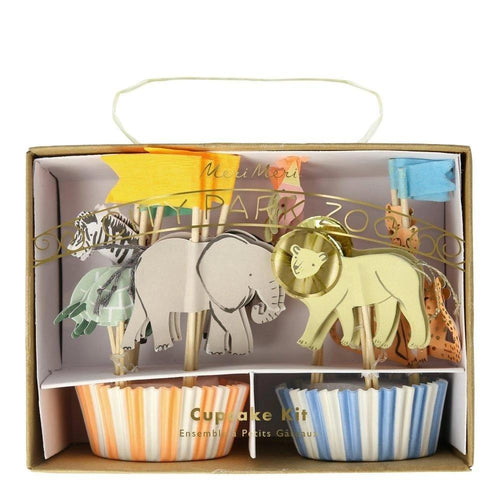 Meri Meri | Safari Animals Cupcake Kit | Animal Party Supplies