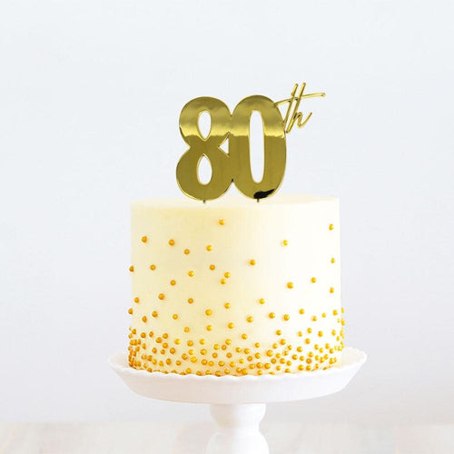 80th Gold Cake Topper | 80th Birthday Party Theme & Supplies |