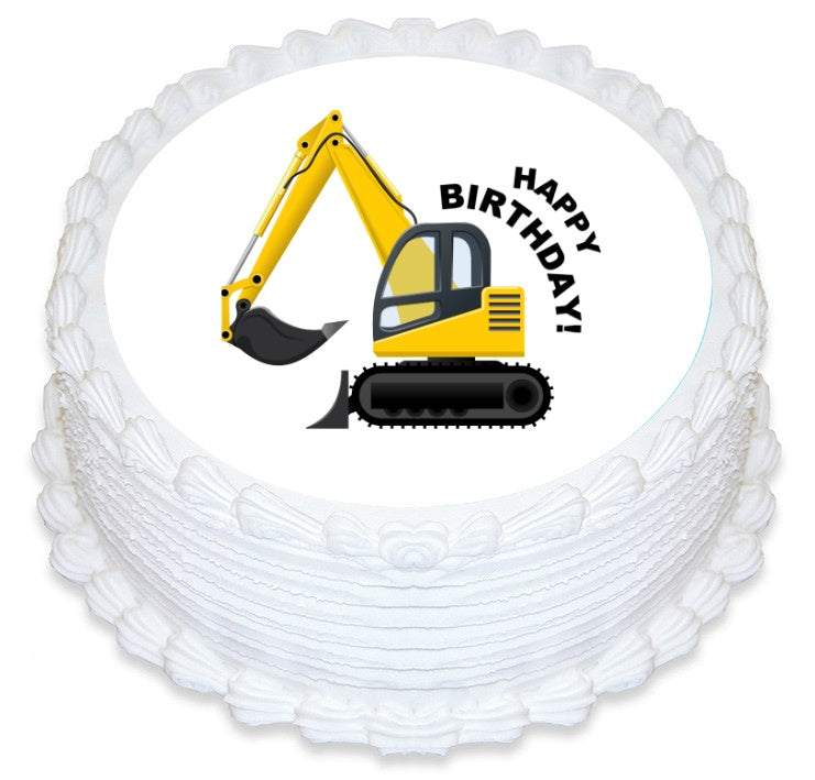 Construction Digger Edible Cake Image
