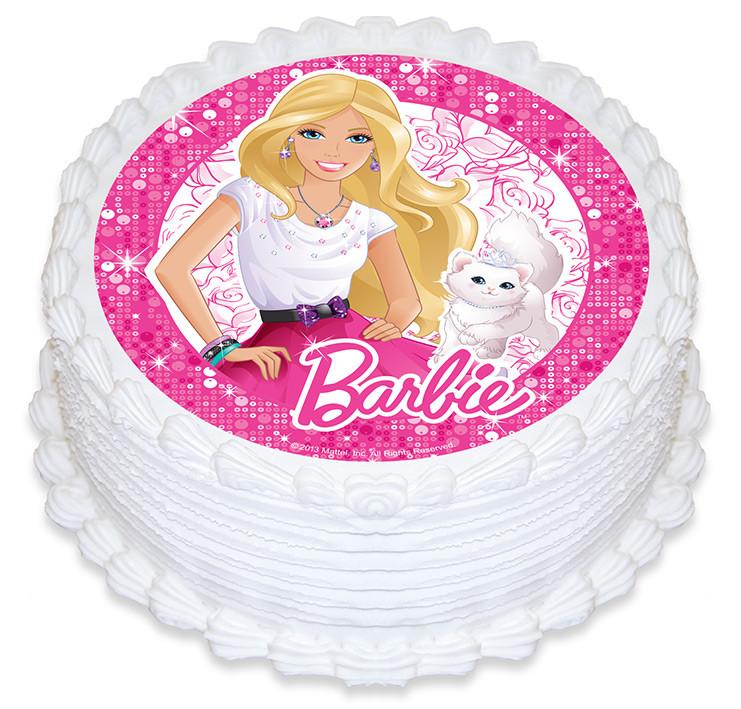 Barbie Wishes Round Edible Cake Image