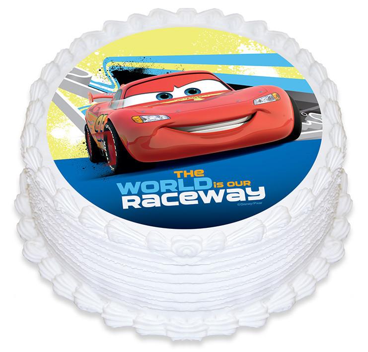 Disney Cars Round Edible Cake Image